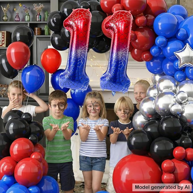 40 Inch Spider Theme Number Foil Balloons, Large Number 11 Balloons - Image 4