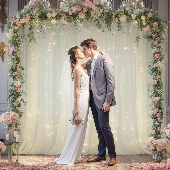 20x10ft Ivory Tulle Backdrop Curtain - Image 4