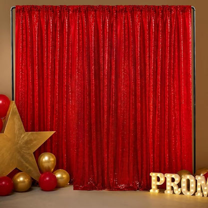 Red Sequin Backdrop Curtains-1 Panel 3FTx8FT Red Backdrop - Image 7