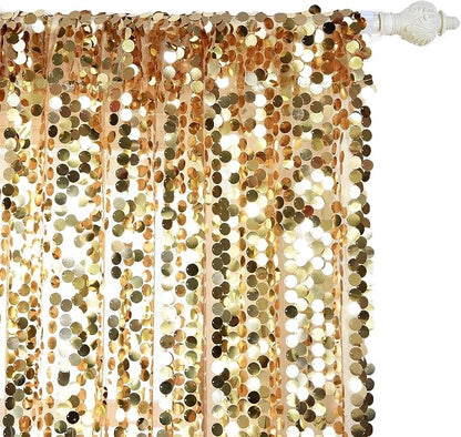 HH 9x8FT Gold Big Sequin Backdrop Curtains, Shimmer Payette Sequin Backdrop - Image 4