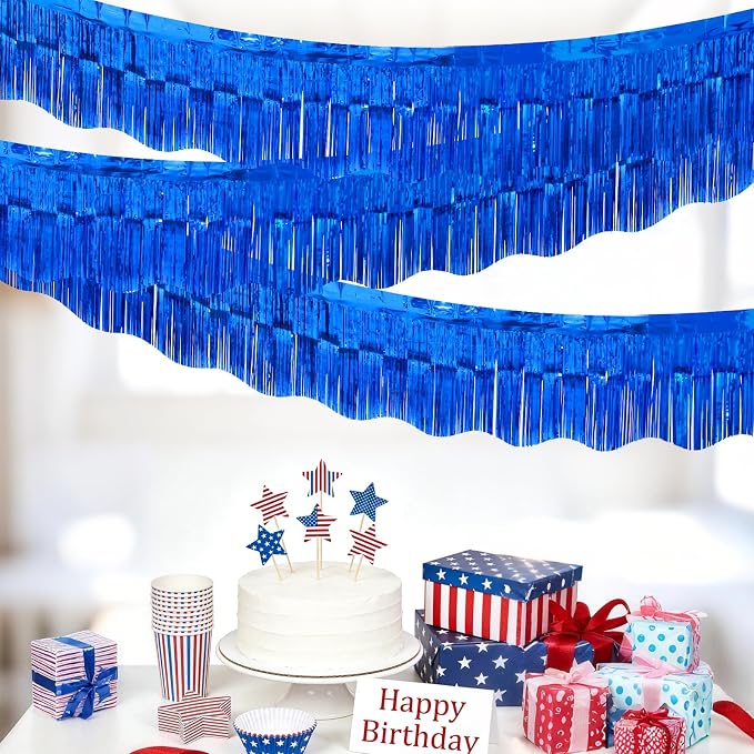 LOLStar Sapphire Blue Foil Fringe Tinsel Garland, Streamers Banner, 6 Pack | - Image 7