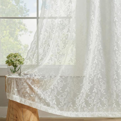 FINECITY Ivory Floral Lace Curtains - Image 7