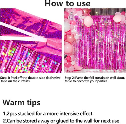 4 Packs Hot Pink Foil Fringe Curtain, Baby Shower, Bachelorette Cowgirl - Image 8