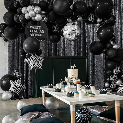 Sugargirl Black Sequin Backdrop Curtain 3 Panels 2FTx8FT Glitter Black - Image 2