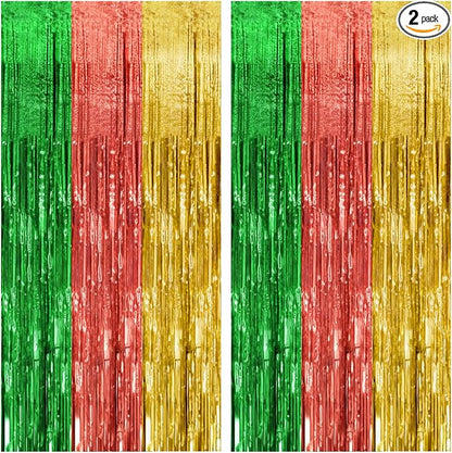 2 Pack Hawaii Party Backdrop Decorations Vibrant Summer Streamers Foil Fringe by KEJ