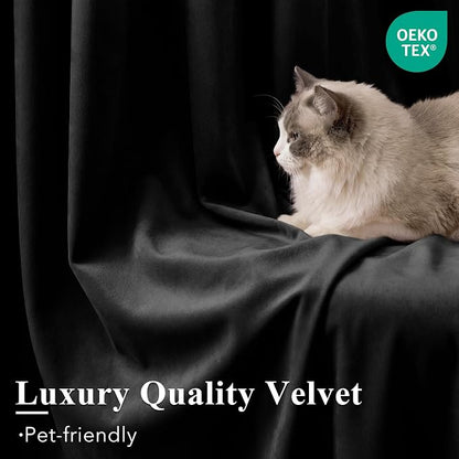 Blackout Black Velvet Curtains for Home Theater, W52 x L90, 2 Panels | 300GSM - Image 5