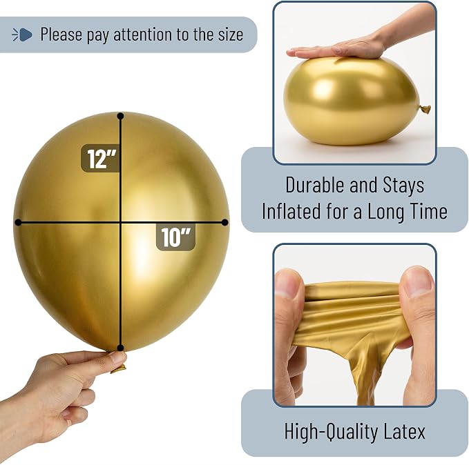 Mr. Pen- Metallic Balloons, 12 Inch, 100 Pack | Latex Metallic Gold Balloons - Image 3