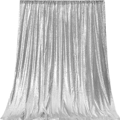 JYFLZQ Sequin Backdrop Curtains Silver 8ft x 8ft | Glitter Party Backdrop - Image 9
