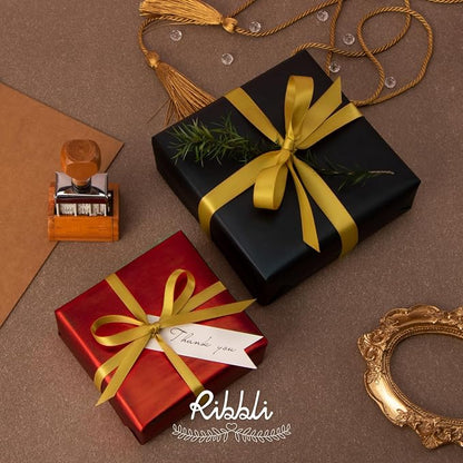 Ribbli Double Faced Gold Satin Ribbon, 1/4” x Continuous 25 Yards, Use - Image 3