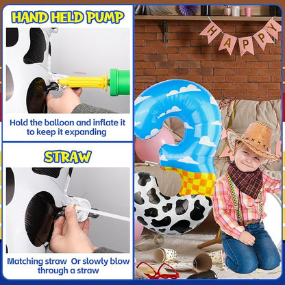 40 Inch Number 3 Balloon Blue Clouds Cartoon Story Balloons Toy Inspired Story - Image 3