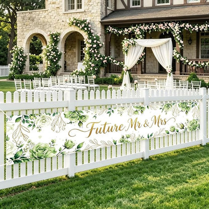 Future Mr And Mrs Engagement Banner Party Decorations Bridal Shower Sign | by WETDNGQI