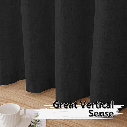 Tollpiz Short Linen Curtains Living Room Rod Pocket Semi Sheer Curtain Burlap - Image 4