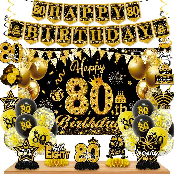 Mxdfafa 39Pcs 80th Birthday Decoration Kit by Mxdfafa