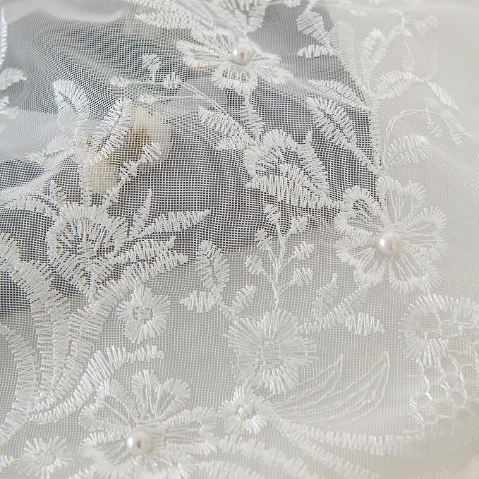 White Sheer Voile Curtains White Embossed Butterflies 72 Inches | Light - Image 4