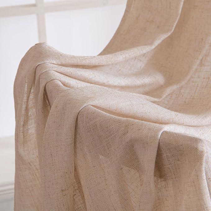 MIULEE Natural Beige Linen Curtains 52x72 Inch Long - Image 6