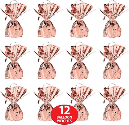 Beistle Metallic Wrapped Balloon Weight – 12 Pack, Rose Gold Balloon - Image 4