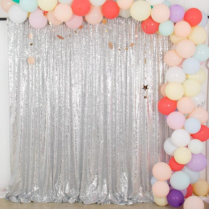 ShinyBeauty Silver Backdrops 2 Pieces Sequin Curtains 4FTx7FT Photoshoot - Image 5