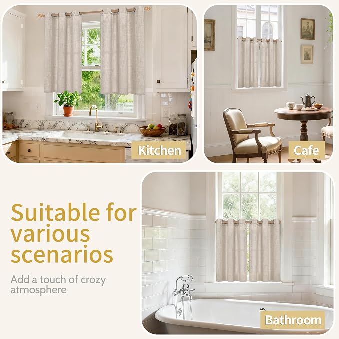 YoungsTex Short Linen Curtains 48 Inches Length - Image 2