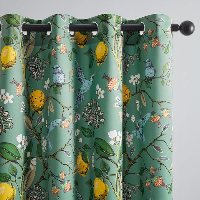 Topfinel 90 Inches Long Curtains, Whimsical Woodland Leaf Jungle Forest Flower by Topfinel