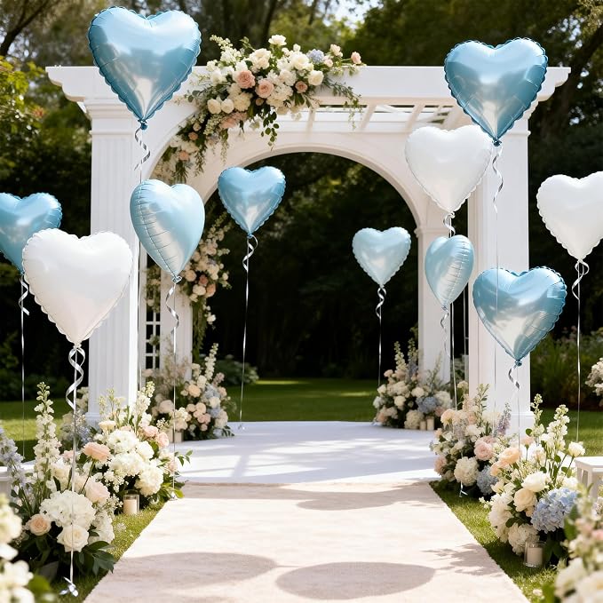 Blue White Heart Balloons - Image 7