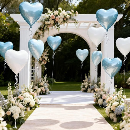 Blue White Heart Balloons - Image 7