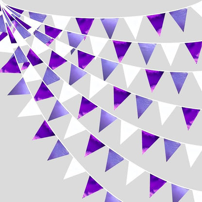 Purple and White Party Decorations Metallic Fabric Ombre Purple White Triangle by pinkblume