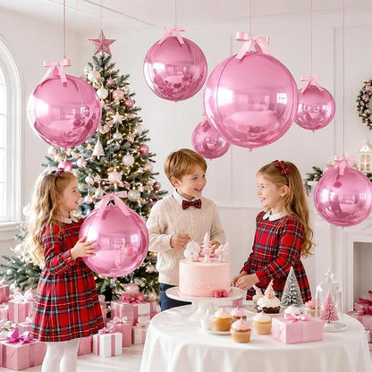 Pink Round Foil Balloons with Satin Bows Ribbon - Image 8