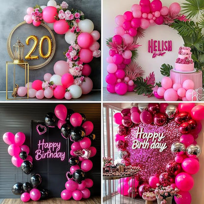 RUBFAC 135pcs Hot Pink Balloons Different Sizes 18 12 10 5 Inch - Image 7