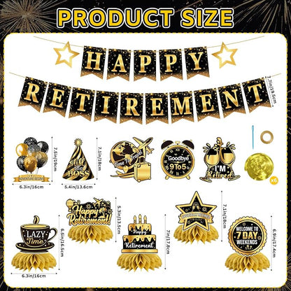 Retirement Party Decorations Set Black and Gold, Happy Retirement Banner - Image 6