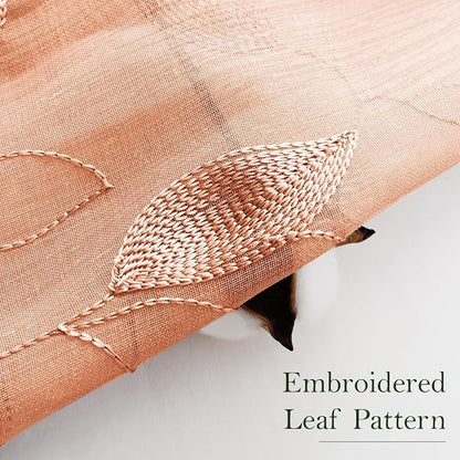 HOMEIDEAS Fall Burnt Orange Sheer Curtains 63 Inches Length 2 Panels - Image 3