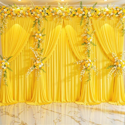 10x12 Yellow Backdrop Curtains for Wedding Party Wrinkle Free Backdrops Curtain - Image 3