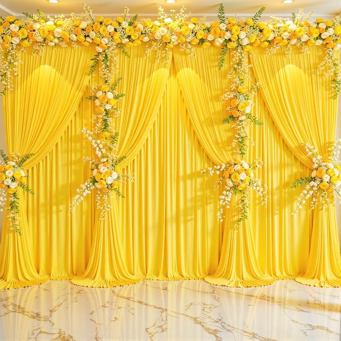 6 Panels Yellow Backdrop Curtains - Image 4