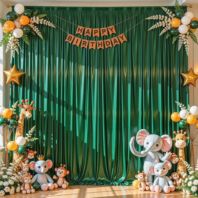 10x10 ft Dark Green Glitter Backdrop Curtain - Image 3
