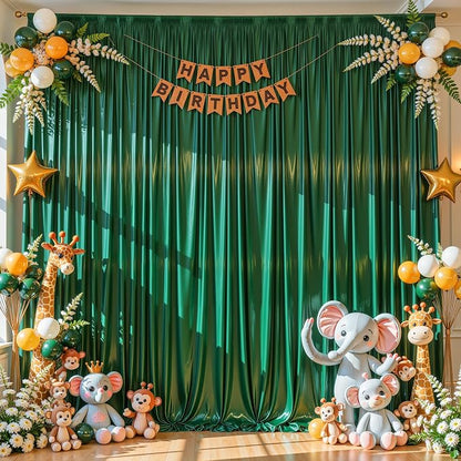 10x10 ft Dark Green Glitter Backdrop Curtain - Image 3