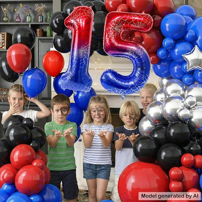 40 Inch Spider Theme Number Foil Balloons, Large Number 15 Balloons - Image 4
