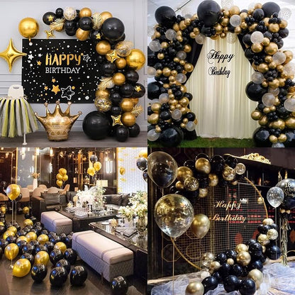 CANREVEL 120pcs Black and Gold Balloons Confetti Metallic Black Gold Latex - Image 8