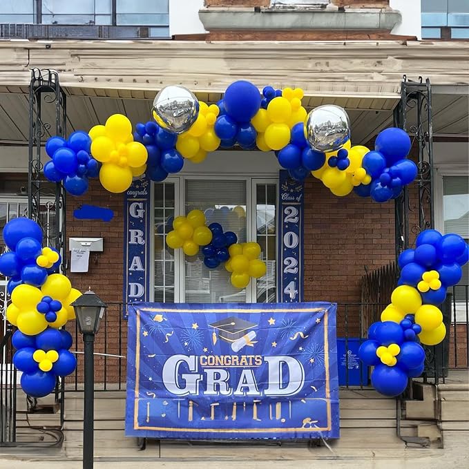 Yellow Blue Balloons, 12 Inches Blue Yellow White Balloons - Image 3