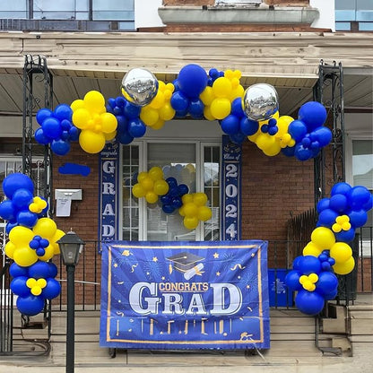Yellow Blue Balloons, 12 Inches Blue Yellow White Balloons - Image 3