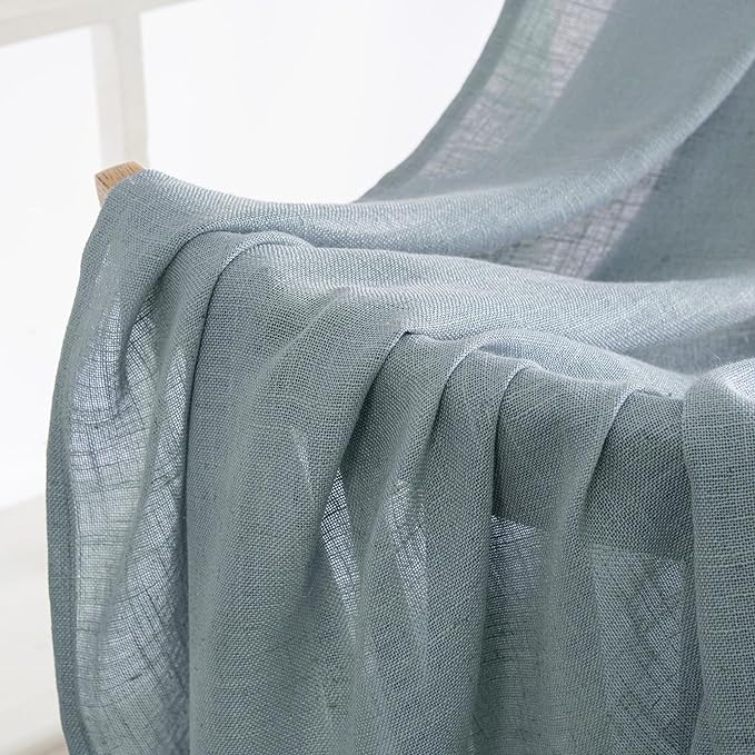 MIULEE Dusty Blue Linen Curtains 37x84 Inch Length Soft Thick - Image 5