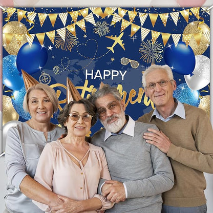 Mocsicka Retirement Party Decorations Blue and Gold Happy Retirement Backdrop - Image 8