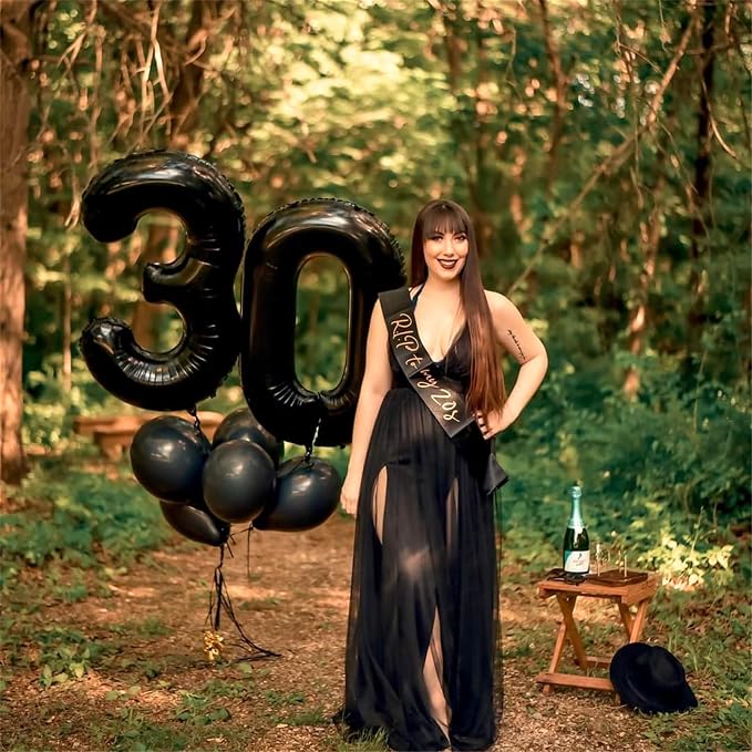 Lingqiang 80th Birthday Balloons Black - Image 4