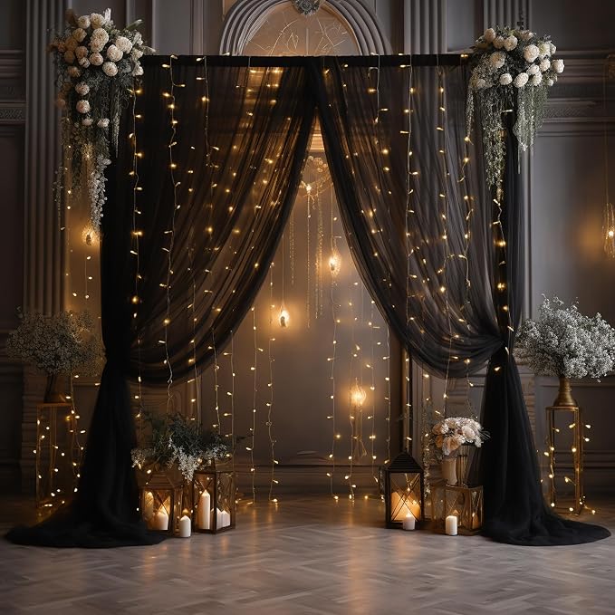20x10ft Black Tulle Backdrop Curtain - Image 7