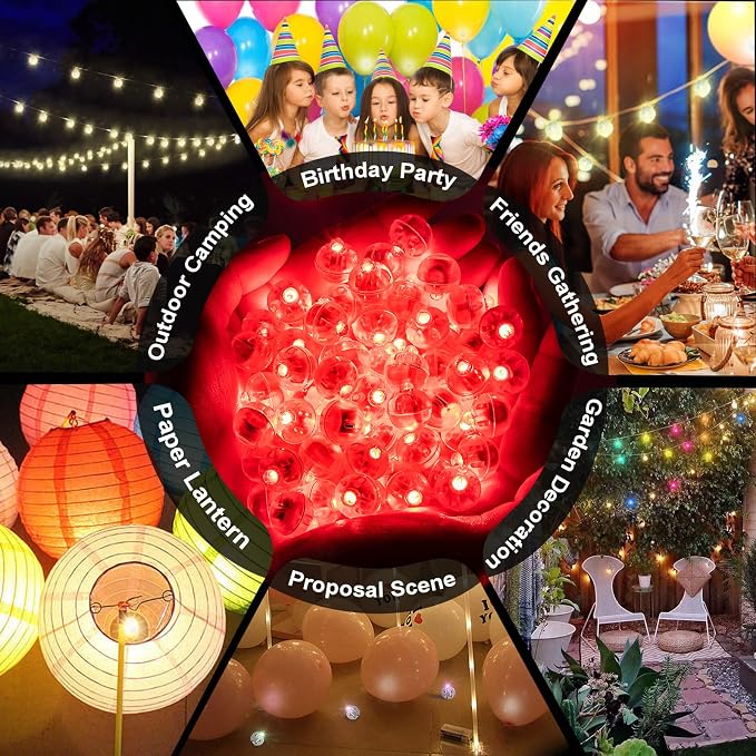 50pcs Red LED Balloon Lights, Mini Led Lights Small Round LED Ball Lamp - Image 5