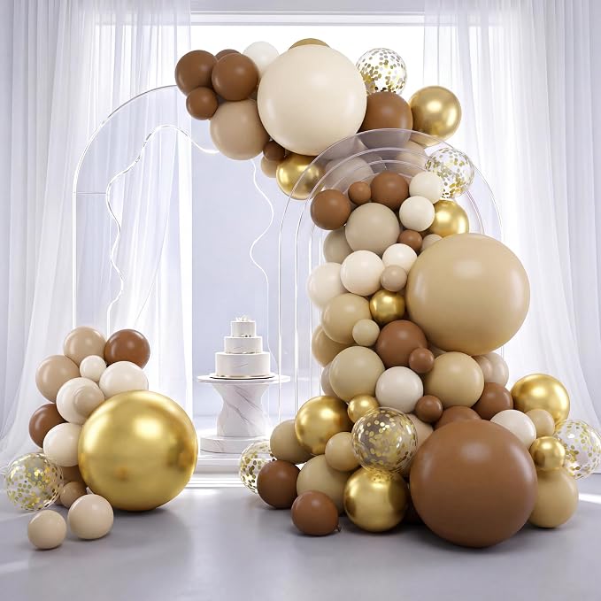 RUBFAC Brown Balloon Garland Arch Kit 129pcs Different Sizes | Latex Balloons by RUBFAC