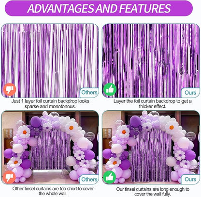 Crosize 4 Pack 3.3 x 9.9 ft Foil Fringe Streamer Backdrop, - Image 6