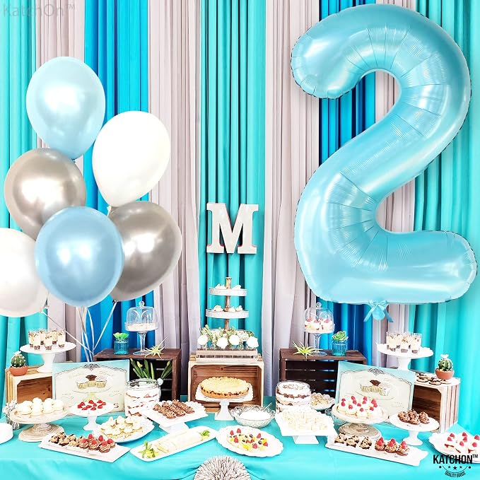 KatchOn Light Blue Number 2 Balloon 40 Inch | Light Blue 2 Balloon Number - Image 7