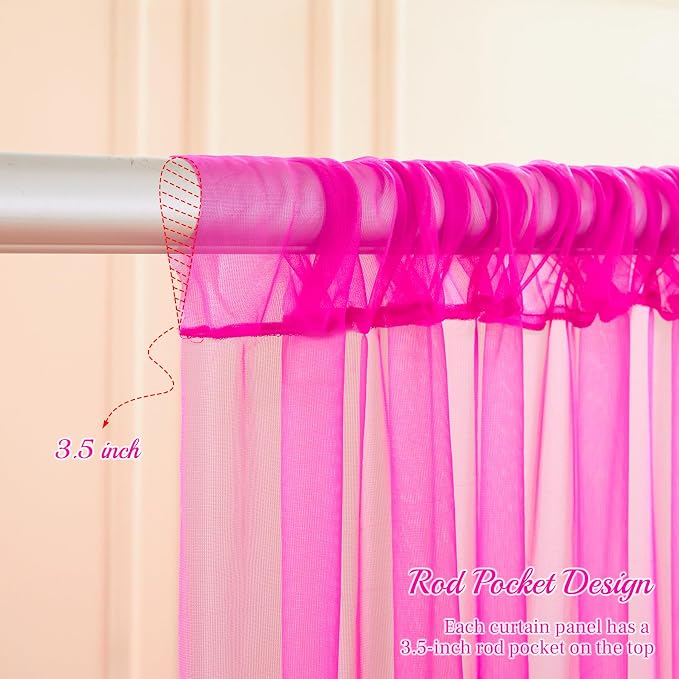 10x10ft Hot Pink Tulle Backdrop Curtain - Image 5