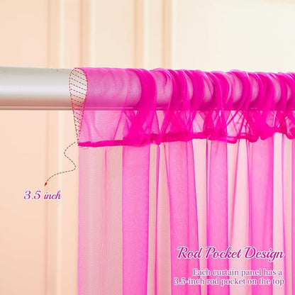 10x10ft Hot Pink Tulle Backdrop Curtain - Image 5