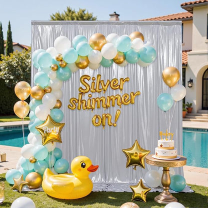 20x10FT Silver Sequin Backdrop Curtain - Image 3