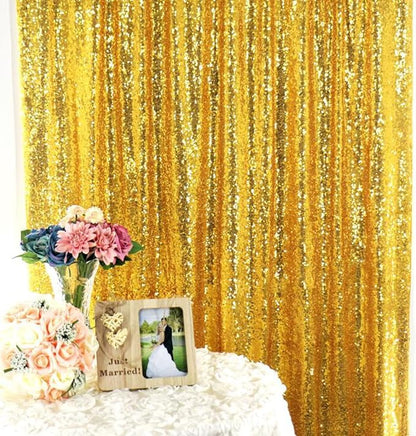 JYFLZQ Gold Sequin Backdrop Curtains 2ft x 8ft 4 Panel Glitter Photo Booth - Image 8